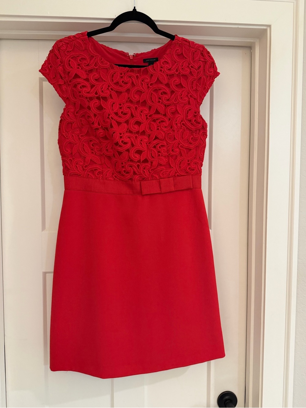 Ann Taylor Red Lace Fit & Flare Dress
